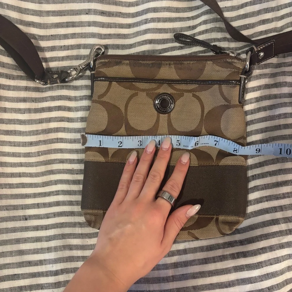 Coach logo C crossbody bag purse, brown, silver hardware, small, vintage Y2K